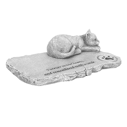 IMIKEYA Wetterfester Katzengedenkstein Kreative Katzengrabstein Statue Für Garten Wasserdichtes Haustierdenkmal Felsenfarbe Gedenkstein Für Katzen Mit Reihen Gravur von IMIKEYA