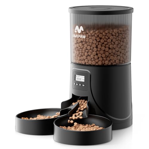 IMIPAW Futterautomat Katze 2 Näpfe - Katzenfutter Automat mit einem Knopf, Zeitgesteuerte Futterautomat 16 Tassen, 4L Katzenfutterspender, 1-6 Mahlzeiten Portionskontrolle IMIPAW Futterautomat Katze 2 Näpfe - Katzenfutter Automat mit einem Knopf, Zeitgesteuerte Futterautomat 16 Tassen, 4L Katzenfutterspender, 1-6 Mahlzeiten Portionskontrolle von IMIPAW