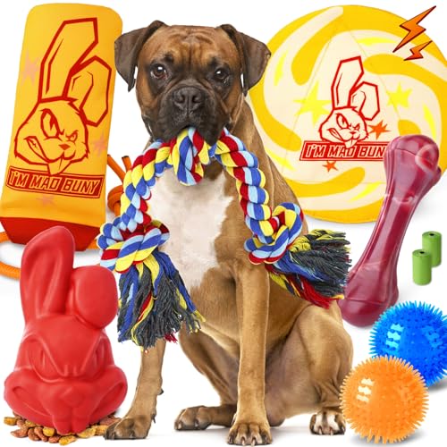 IMMADBUNY Robustes Kauspielzeug für aggressive Kauer, 9 Stück, unzerstörbar, großes Hundespielzeug, inklusive Zerrkau- und Seilspielzeug, quietschendes Spielzeug für mittelgroße und große Hunderassen IMMADBUNY Robustes Kauspielzeug für aggressive Kauer, 9 Stück, unzerstörbar, großes Hundespielzeug, inklusive Zerrkau- und Seilspielzeug, quietschendes Spielzeug für mittelgroße und große Hunderassen von IMMADBUNY