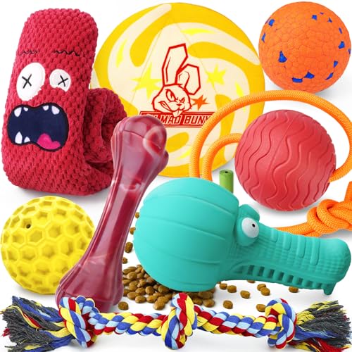 IMMADBUNY Robustes Kauspielzeug für aggressive Kauer, 9 Stück, unzerstörbar, großes Hundespielzeug, inklusive Zerrkau- und Seilspielzeug, quietschendes Spielzeug für mittelgroße und große Hunde (für IMMADBUNY Robustes Kauspielzeug für aggressive Kauer, 9 Stück, unzerstörbar, großes Hundespielzeug, inklusive Zerrkau- und Seilspielzeug, quietschendes Spielzeug für mittelgroße und große Hunde (für von IMMADBUNY
