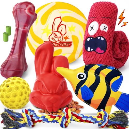 IMMADBUNY Robustes Kauspielzeug für aggressive Kauer, 9 Stück, unzerstörbar, großes Hundespielzeug, inklusive Zerrkau- und Seilspielzeug, quietschendes Spielzeug für mittelgroße und große Hunde (für IMMADBUNY Robustes Kauspielzeug für aggressive Kauer, 9 Stück, unzerstörbar, großes Hundespielzeug, inklusive Zerrkau- und Seilspielzeug, quietschendes Spielzeug für mittelgroße und große Hunde (für von IMMADBUNY