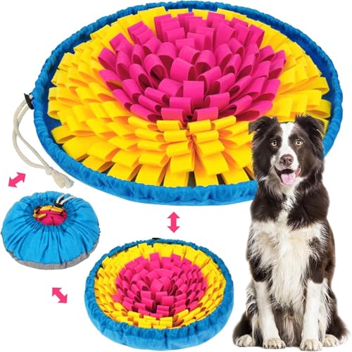 IMMCUTE Schnüffelteppich Hund, Schnüffelmatte Hund, Schleckmatte Hund und Futterspielzeug, Intelligenzspielzeug für Hunde, Welpen und kleine Hunde, 60×60 cm, Blau von IMMCUTE