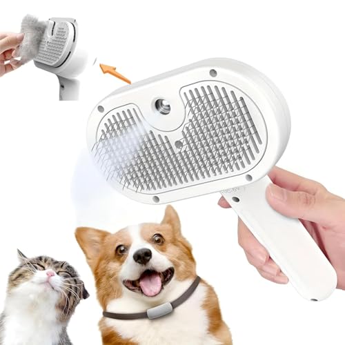 Katzenbürste mit Dampf, Haustier Bürsten mit Sprühfunktion, 3-in-1 Fellbürste für Katzen zur Massage, Fellpflege und Haarentfernung, mit 20ml Sprühflasche und USB-Kabel, Weiß Katzenbürste mit Dampf, Haustier Bürsten mit Sprühfunktion, 3-in-1 Fellbürste für Katzen zur Massage, Fellpflege und Haarentfernung, mit 20ml Sprühflasche und USB-Kabel, Weiß von IMMCUTE