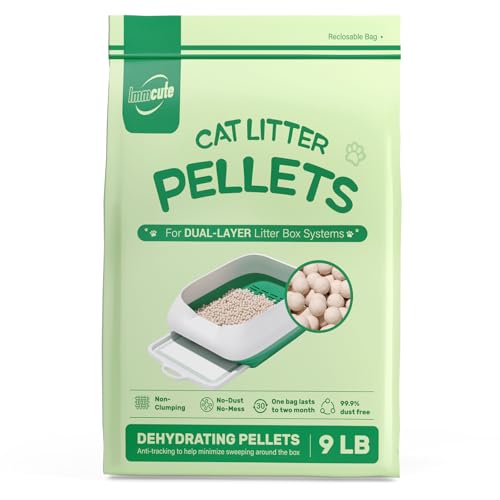 Katzenstreu-Pellets, 4,1 kg, exklusiv für die Verwendung mit zweilagigen Katzentoiletten-Systemen, Dehydrierungspellets, Zeolith, langanhaltende Geruchskontrolle, nicht kletterndes Streu von IMMCUTE