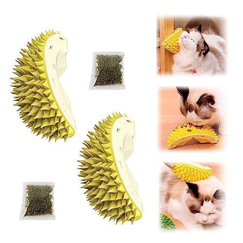 Durian Multifunctional Toys, Durian Cat Scratcher, Durian Shell Cat, Cat Durian Shell, Cat Scratcher Durian Comb, Cat Toys Corner Scratcher Comb (2X Yellow) von IMOCKA