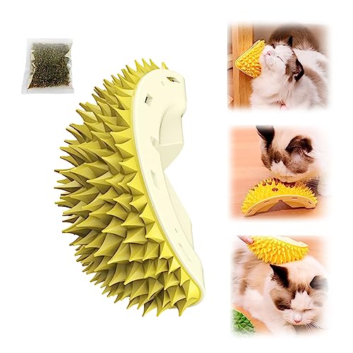 Durian Multifunctional Toys, Durian Cat Scratcher, Durian Shell Cat, Cat Durian Shell, Cat Scratcher Durian Comb, Cat Toys Corner Scratcher Comb (Yellow) von IMOCKA