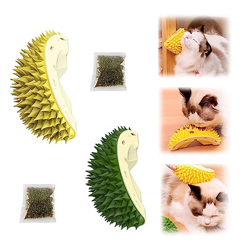Durian Multifunctional Toys, Durian Cat Scratcher, Durian Shell Cat, Cat Durian Shell, Cat Scratcher Durian Comb, Cat Toys Corner Scratcher Comb (Yellow+Green) von IMOCKA