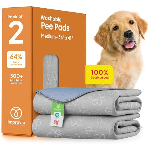 IMPROVIA® Wiederverwendbare Welpenunterlage – wasserdicht, extra saugfähig, waschbar, Urinierunterlage für Hundetraining, Welpen und mehr – schützen Sie Ihre Böden und Ihr Haustier mit schnell von IMPROVIA