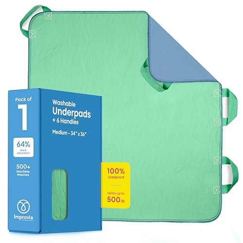 Improvia Positionierungsbettunterlage 86,4 x 91,4 cm mit 6 verstärkten Griffen, schnelltrocknend, waschbar, wasserdicht, wiederverwendbar, Matratzenschutz, zum Heben, Drehen, Transfer, ältere Menschen Improvia Positionierungsbettunterlage 86,4 x 91,4 cm mit 6 verstärkten Griffen, schnelltrocknend, waschbar, wasserdicht, wiederverwendbar, Matratzenschutz, zum Heben, Drehen, Transfer, ältere Menschen von IMPROVIA