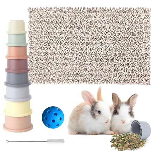 IMVNIKA Kaninchenanreicherungsspielzeug-Set, 8-teilig, stapelbare Becher für Kaninchen, 40,6 x 61 cm, Schnüffelmatte für Kaninchen, Meerschweinchen, Futtermatte, Leckerliball für Chinchilla-Käfig, IMVNIKA Kaninchenanreicherungsspielzeug-Set, 8-teilig, stapelbare Becher für Kaninchen, 40,6 x 61 cm, Schnüffelmatte für Kaninchen, Meerschweinchen, Futtermatte, Leckerliball für Chinchilla-Käfig, von IMVNIKA