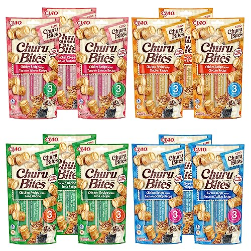 3 Churu Cat Snack Bites Huhn mit Thunfisch + 3 Huhn,Thunfisch und Jakobsmuscheln + 3 Huhn,Thunfisch und Lachs + 3 Huhn von INABA