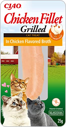INABA Chicken Fillet Grilled - Katzenleckerli mit Hühnerfilet - Aromatisierte Brühe mit Huhn - Gegrillter, antioxidantienreicher Felinen-Snack - Katzenfutter - 12 Filets à 25g INABA Chicken Fillet Grilled - Katzenleckerli mit Hühnerfilet - Aromatisierte Brühe mit Huhn - Gegrillter, antioxidantienreicher Felinen-Snack - Katzenfutter - 12 Filets à 25g von INABA