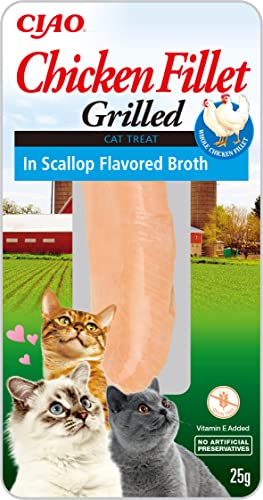 INABA Chicken Fillet Grilled - Katzenleckerli mit Hühnerfilet - Aromatisierte Brühe mit Jakobsmuschel - Gegrillter, antioxidantienreicher Felinen-Snack - Katzenfutter - 12 Filets à 25g INABA Chicken Fillet Grilled - Katzenleckerli mit Hühnerfilet - Aromatisierte Brühe mit Jakobsmuschel - Gegrillter, antioxidantienreicher Felinen-Snack - Katzenfutter - 12 Filets à 25g von INABA