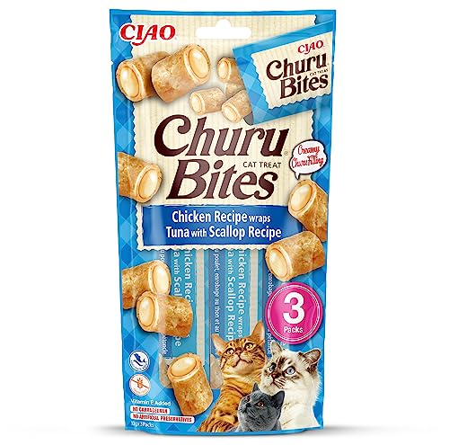 INABA Churu Bites Reich an Hähnchen und Thunfisch Katzenleckerlis | Getreidefrei, Zuckerfrei, ohne künstliche Aromen Katzensnacks | Perfekt, um Medizin zu verstecken 30 g (1er Pack) von INABA