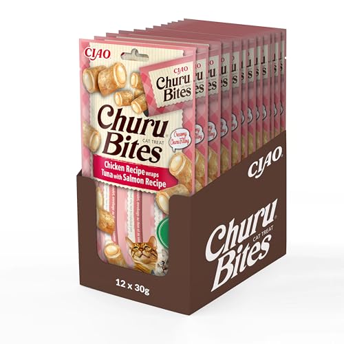 INABA Churu Bites Reich an Hähnchen und Thunfisch Katzenleckerlis | Getreidefrei, Zuckerfrei, ohne künstliche Aromen Katzensnacks | Perfekt, um Medizin zu verstecken 30 g (12er Pack) von INABA