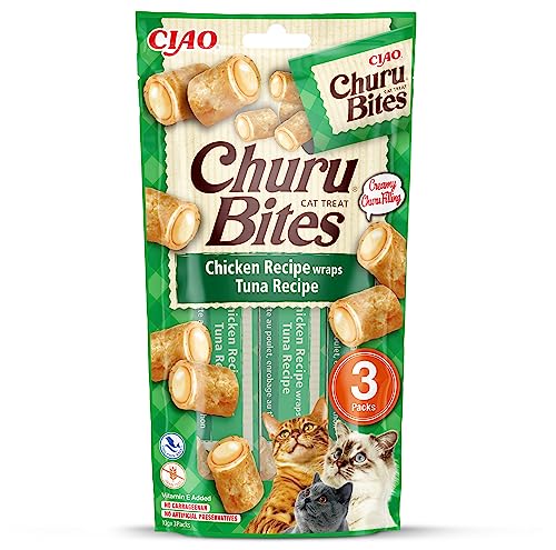 INABA Churu Bites Reich an Hähnchen und Thunfisch Katzenleckerlis | Getreidefrei, Zuckerfrei, ohne künstliche Aromen Katzensnacks | Perfekt, um Medizin zu verstecken 30 g (1er Pack) von INABA