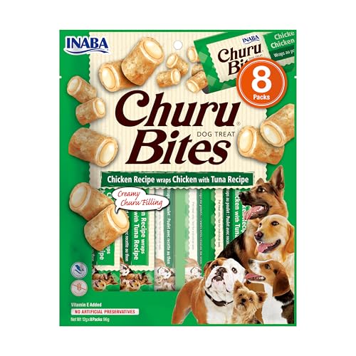 INABA Churu Bites für Hunde, 8 x 12 g, Huhn und Thunfisch von INABA