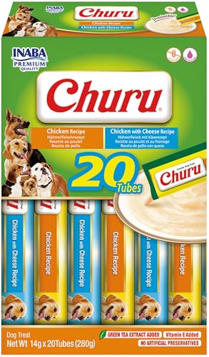 INABA Churu Cremiger Hundesnack mit Huhn – 20 Sticks 14 g – Prämien für kalorienarme Hunde, weich und lecker – Hundefutter ohne Konservierungsstoffe oder künstliche Farbstoffe, grainfrei von INABA