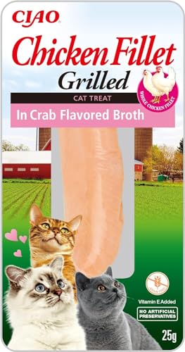 INABA Churu Filet - Katzen-Snackies zum Füttern aus der Hand - Zarte Katzensnacks zum verwöhnen - Leckereien in handlichen Portionen, Hühnchenfilet mit Krabbe - 1 Pack 25g Katzenfutter INABA Churu Filet - Katzen-Snackies zum Füttern aus der Hand - Zarte Katzensnacks zum verwöhnen - Leckereien in handlichen Portionen, Hühnchenfilet mit Krabbe - 1 Pack 25g Katzenfutter von INABA