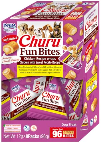 INABA Churu Fun Bites Snacks für Hunde, Hühnchen und Süßkartoffeln – 8 Packungen x 12 g – Leckere Leckereien für weiche und leckere Hunde – Hundefutter ohne Konservierungsstoffe oder künstliche INABA Churu Fun Bites Snacks für Hunde, Hühnchen und Süßkartoffeln – 8 Packungen x 12 g – Leckere Leckereien für weiche und leckere Hunde – Hundefutter ohne Konservierungsstoffe oder künstliche von INABA
