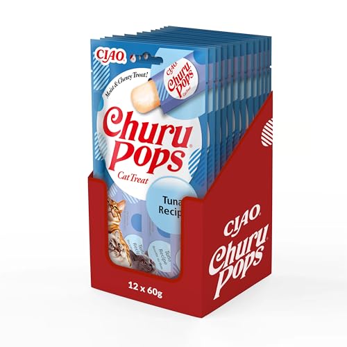 INABA Churu Pops Reich an Thunfisch Katzenleckerlis | Getreidefrei, Zuckerfrei, ohne künstliche Aromen, Hoher Feuchtigkeitsgehalt Katzensnacks 60 g (12er Pack) von INABA