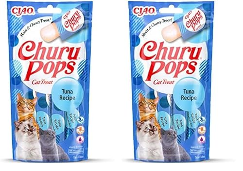 INABA Churu Pops Reich an Thunfisch Katzenleckerlis | Getreidefrei, Zuckerfrei, ohne künstliche Aromen, Hoher Feuchtigkeitsgehalt Katzensnacks 60 g (2er Pack) von INABA