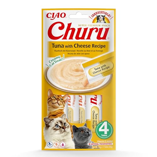 INABA Churu Püree Katzensnacks - Katzenpaste zum Füttern aus der Hand - Katzensticks mit Thunfisch & Käse - 4 Sticks x 14 g INABA Churu Püree Katzensnacks - Katzenpaste zum Füttern aus der Hand - Katzensticks mit Thunfisch & Käse - 4 Sticks x 14 g von INABA
