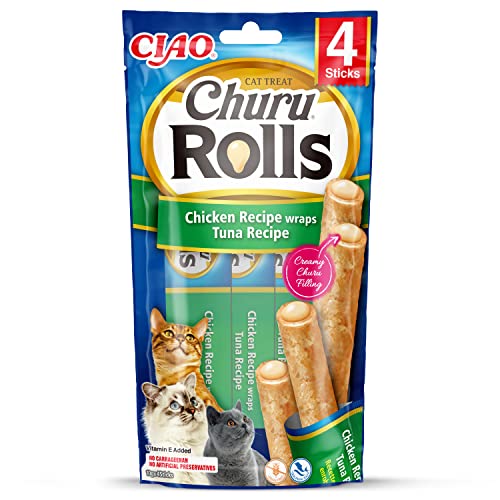 INABA Churu Rolls Reich an Hähnchen und Thunfisch Katzenleckerlis | Getreidefrei, Zuckerfrei, ohne künstliche Aromen Katzensnacks 40 g (1er Pack) INABA Churu Rolls Reich an Hähnchen und Thunfisch Katzenleckerlis | Getreidefrei, Zuckerfrei, ohne künstliche Aromen Katzensnacks 40 g (1er Pack) von INABA