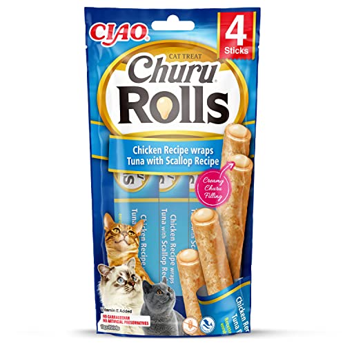 INABA Churu Rolls Reich an Hähnchen und Thunfisch Katzenleckerlis | Getreidefrei, Zuckerfrei, ohne künstliche Aromen Katzensnacks 40 g (1er Pack) von INABA