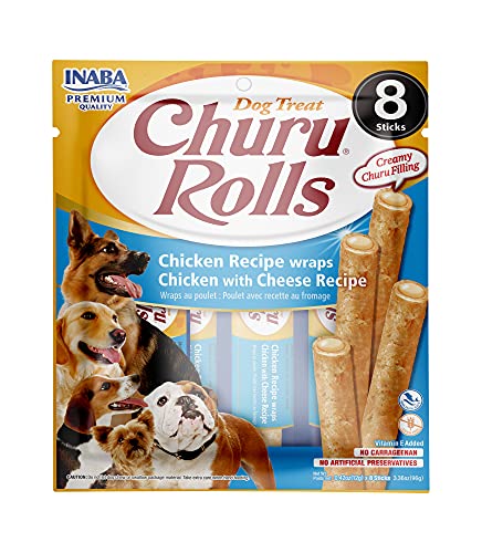 INABA Churu Rolls für Hunde, 8 x 12 g, Huhn und Käse von INABA
