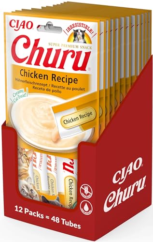 INABA Churu - Katzenleckerli Püree mit Huhn - Leckere Snacks für Katzen - Glatte und cremige Textur - Katzenfutter - 48 Tuben x 14g von INABA