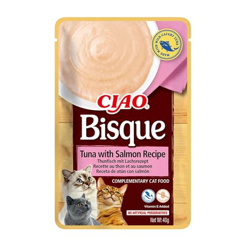 INABA Ciao Bisque - Cremige Suppe für Katzen, Thunfisch & Lachs 1x40g, Katzenfutter nass ohne getreide von INABA