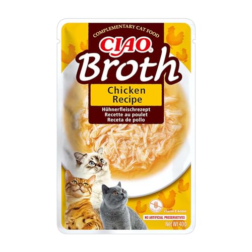 INABA Churu Broth — Brühe für Katzen — Rezept für Hühnersnacks — ausgezeichnet mit tierischen Proteinen, ohne Getreide, Konservierungsstoffe, Farbstoffe, Limette, 1 x 40 g von INABA