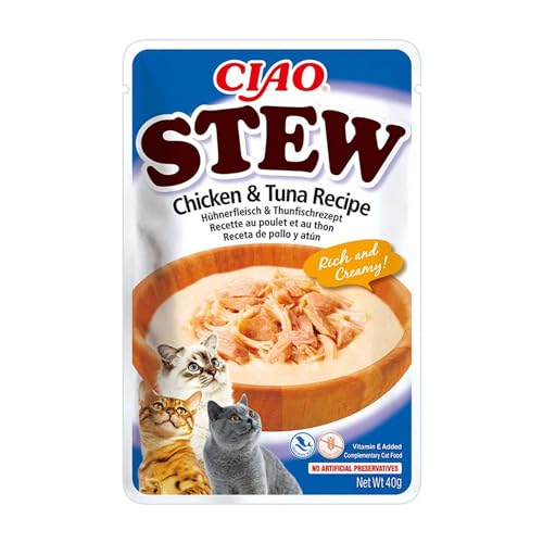 INABA Ciao Stew - Cremige Katzensuppe mit Shredded Hähnchen - Huhn & Thunfisch - Katzenfutter nass ohne Getreide - 1 x 40g von INABA