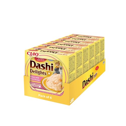 INABA Dashi Delights Katzenfutter Nass 100% Natürliches Hähnchenfleisch | Getreidefrei, Zuckerfrei, ohne künstliche Aromen, 86% Feuchtigkeit | Premium Katzen Leckerlies in Brühe 70 g (6er Pack) von INABA