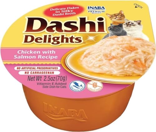 INABA Dashi Delights Katzenfutter Nass 100% Natürliches Hähnchenfleisch | Getreidefrei, Zuckerfrei, ohne künstliche Aromen, 86% Feuchtigkeit | Premium Katzen Leckerlies in Brühe 70 g (6er Pack) von INABA