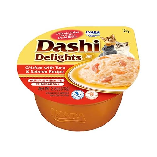 INABA Dashi Delights Katzenleckerlis 100% Natürliches Hähnchenfleisch | Getreidefrei, Zuckerfrei, ohne künstliche Aromen, 86% Feuchtigkeit | Premium Katzen Leckerlies in Brühe 70 g (1er Pack) von INABA