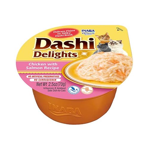 INABA Dashi Delights Katzenfutter nass, zarte Stückchen in Sauce mit Huhn & Lachs (1 x 70g), jeden Tag Lebensmittel von INABA