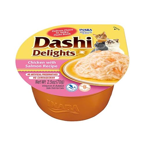 INABA Dashi Delights Katzenleckerlis 100% Natürliches Hähnchenfleisch | Getreidefrei, Zuckerfrei, ohne künstliche Aromen, 86% Feuchtigkeit | Premium Katzen Leckerlies in Brühe 70 g (1er Pack) von INABA