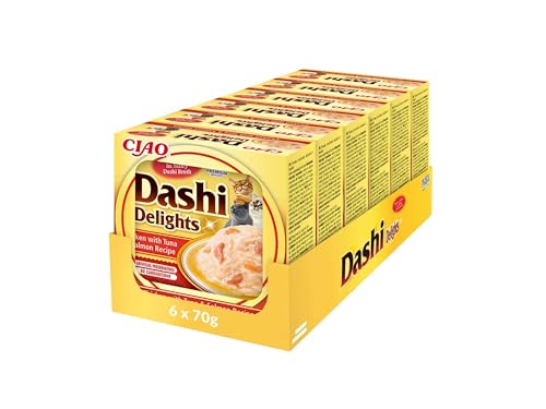 INABA Dashi Delights Katzenleckerlis 100% Natürliches Hähnchenfleisch | Getreidefrei, Zuckerfrei, ohne künstliche Aromen, 86% Feuchtigkeit | Premium Katzen Leckerlies in Brühe 70 g (6er Pack) von INABA