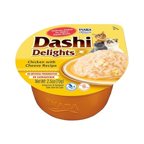 INABA Dashi Delights Katzenfutter nass, zarte Stückchen in Sauce mit Huhn & Käse (1 x 70g), jeden Tag Lebensmittel von INABA