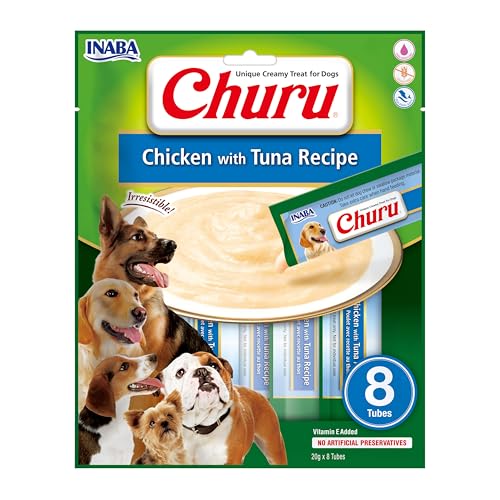 INABA Liquid Dog Treats Churu-Creme mit Huhn und Thunfisch – 8 Tuben à 20 g INABA Liquid Dog Treats Churu-Creme mit Huhn und Thunfisch – 8 Tuben à 20 g von INABA
