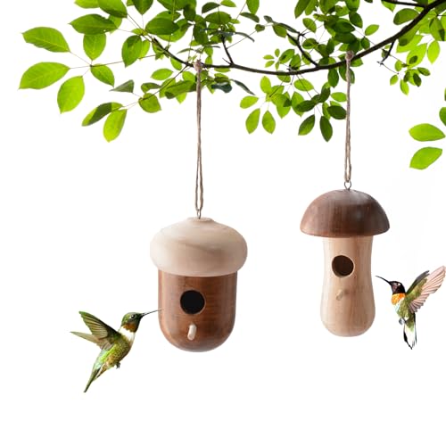 INCREWAY Vogelhaus, 2 Stile Pilz und Tannenzapfen Form Kolibri Häuser zum Aufhängen im Freien von INCREWAY