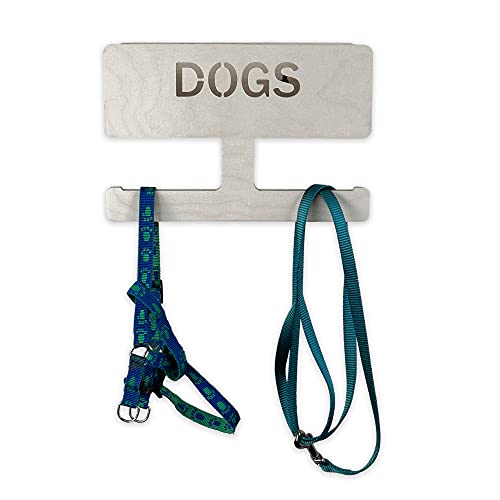 INEXTERIOR Hundegarderobe - Leinenhalter mit Ablage - Hundezubehör - Dogs - aus Birkenholz - personalisierbar - Made in Germany - Verschiedene Varianten Hellgrau von INEXTERIOR