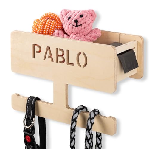 INEXTERIOR Hundegarderobe - Leinenhalter mit Ablage - Hundezubehör - Dogs - aus Birkenholz - personalisierbar - Made in Germany - Verschiedene Varianten Natur von INEXTERIOR