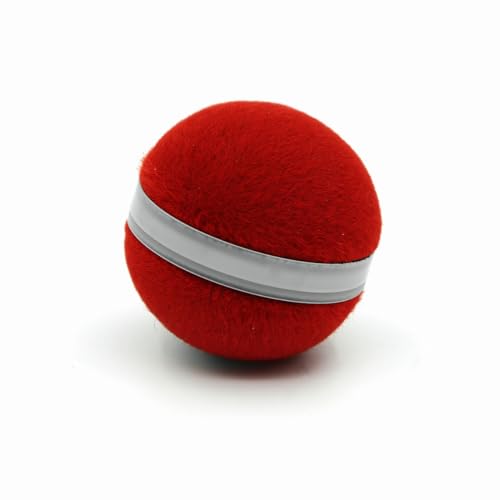 INF Interaktives Katzenspielzeug Ball, Intelligenter Interaktiver Katzenball mit LED-Licht, selbstdrehender 360-Grad-Ball mit USB-Kabel, 3 Modi, Ø 42mm, Rot von INF