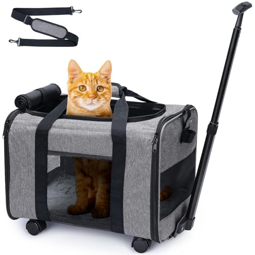 Transporttasche mit abnehmbaren Rollen für kleine Hunde und Katzen, Transportbox, Flugzeug, Kabine, Hundewagen, Belastung bis zu 11 kg (grau) Transporttasche mit abnehmbaren Rollen für kleine Hunde und Katzen, Transportbox, Flugzeug, Kabine, Hundewagen, Belastung bis zu 11 kg (grau) von INFANZIA