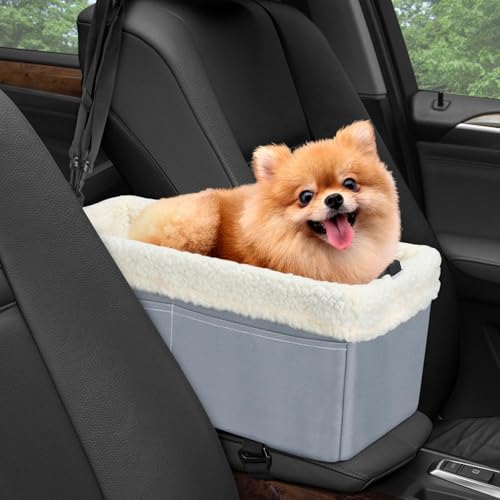 Hunde-Autositz für kleine Hunde und Katzen, Erhöhter Hundesitz für Hunde mit weichem Plüsch, Haustierautositz mit Metallrahmen für Vorder- und Rücksitz bis zu 5.4KG (Grau, Klein) Hunde-Autositz für kleine Hunde und Katzen, Erhöhter Hundesitz für Hunde mit weichem Plüsch, Haustierautositz mit Metallrahmen für Vorder- und Rücksitz bis zu 5.4KG (Grau, Klein) von INFANZIA