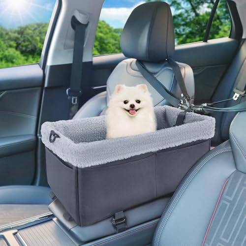Hunde-Autositz für kleine Hunde und Katzen, Erhöhter Hundesitz für Hunde mit weichem Plüsch, Haustierautositz mit Metallrahmen, Hundekorb für Vorder- und Rücksitz bis zu 5.4KG, Schwarz Hunde-Autositz für kleine Hunde und Katzen, Erhöhter Hundesitz für Hunde mit weichem Plüsch, Haustierautositz mit Metallrahmen, Hundekorb für Vorder- und Rücksitz bis zu 5.4KG, Schwarz von INFANZIA