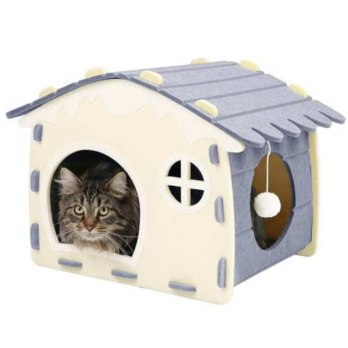 INFANZIA Katzenhaus für Indoor-Katzen, mit Filz überzogene Betthöhle mit Kugelaufhängung, 55,9 cm, faltbare Katzenhütte für mehrere & große Haustiere bis zu 13,6 kg, kratzfestes Katzentunnel-Versteck INFANZIA Katzenhaus für Indoor-Katzen, mit Filz überzogene Betthöhle mit Kugelaufhängung, 55,9 cm, faltbare Katzenhütte für mehrere & große Haustiere bis zu 13,6 kg, kratzfestes Katzentunnel-Versteck von INFANZIA